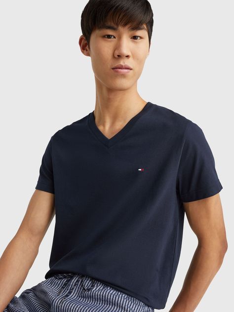 Polera Essential Cotton V-Neck Slim Fit Azul Tommy Hilfiger-3