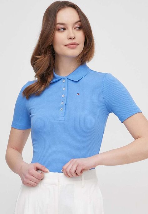 Polo Acanalado Slim Fit Celeste Tommy Hilfiger-0