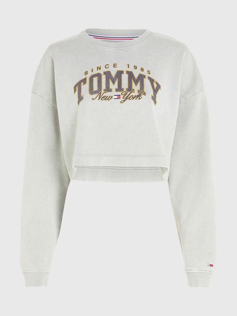 Polerón College Cropped Gris Tommy Jeans-4