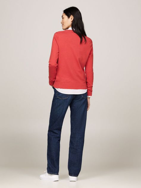 Sweater Solid V-Neck Rojo Tommy Hilfiger-2