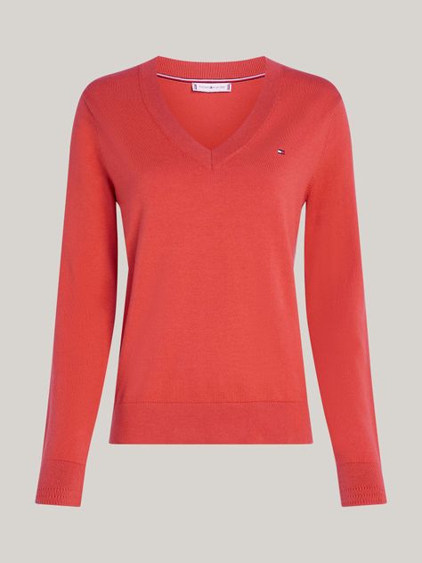 Sweater Solid V-Neck Rojo Tommy Hilfiger-4