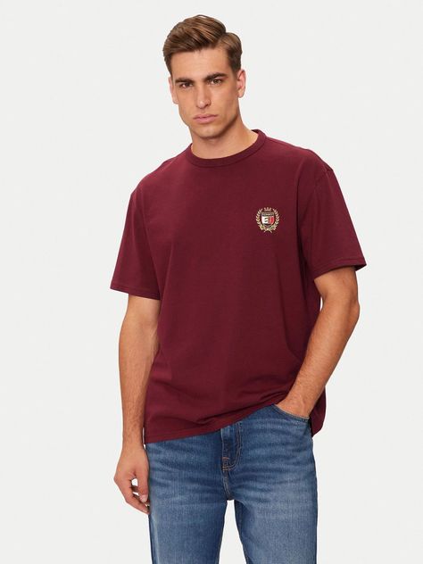 Polera Crest Flag Logo Burdeo Tommy Hilfiger-0