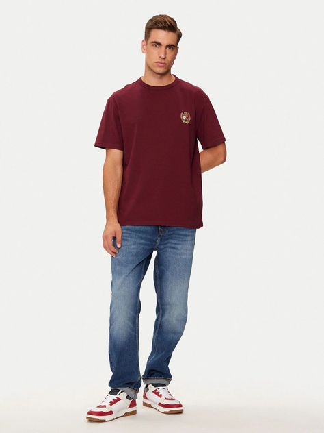 Polera Crest Flag Logo Burdeo Tommy Hilfiger-1