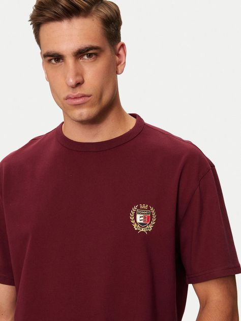 Polera Crest Flag Logo Burdeo Tommy Hilfiger-3