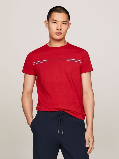 Polera Logo Slim Fit Rojo Tommy Hilfiger-0