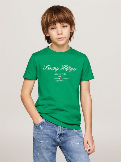 Polera Logo Script Verde Tommy Hilfiger-0