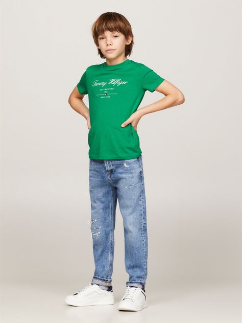 Polera Logo Script Verde Tommy Hilfiger-1