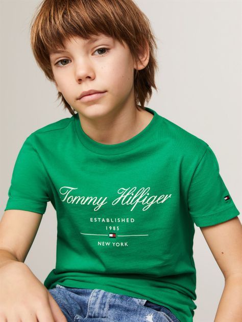 Polera Logo Script Verde Tommy Hilfiger-3