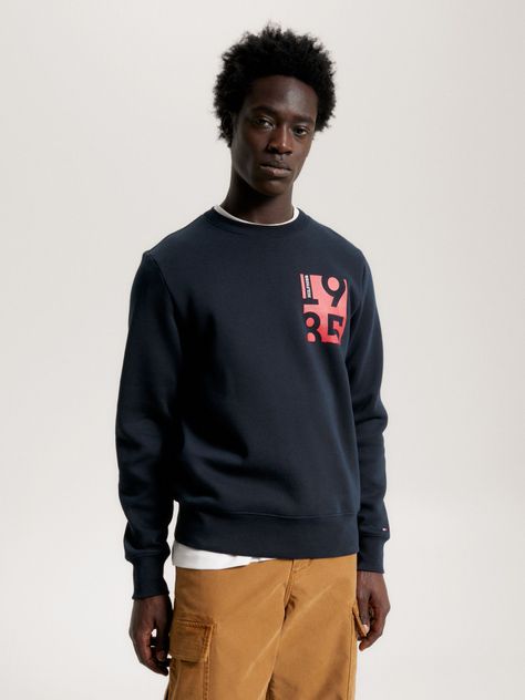 Polerón C-Neck Con Logo Estampado Azul Tommy Hilfiger-0