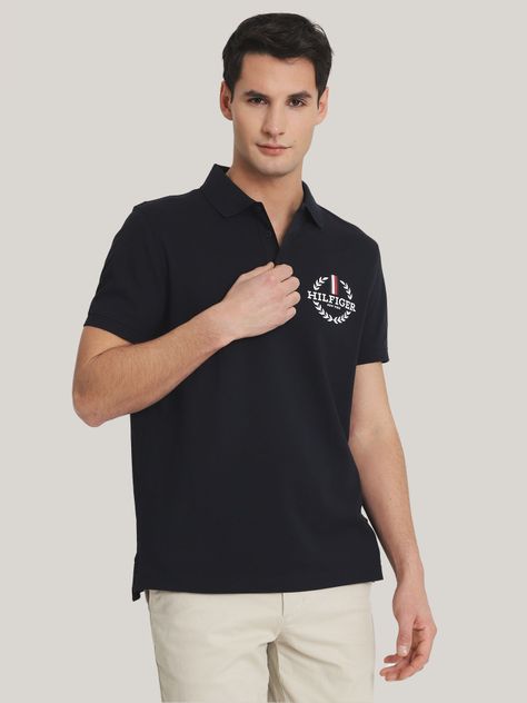 Polo Solid Con Logo Monogram Azul Tommy Hilfiger-0