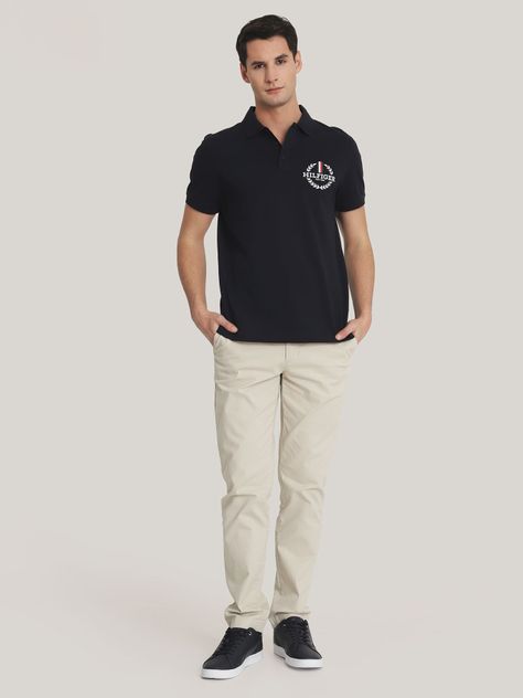 Polo Solid Con Logo Monogram Azul Tommy Hilfiger-1