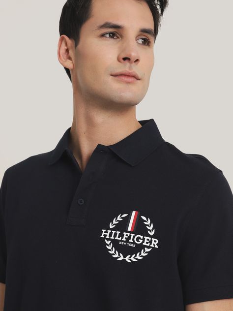 Polo Solid Con Logo Monogram Azul Tommy Hilfiger-3