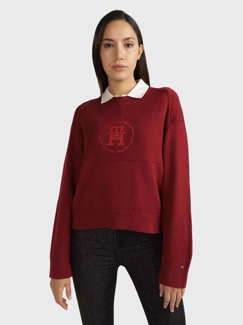 Sweater Monogram Logo Estilo Sello Rojo Tommy Hilfiger-0