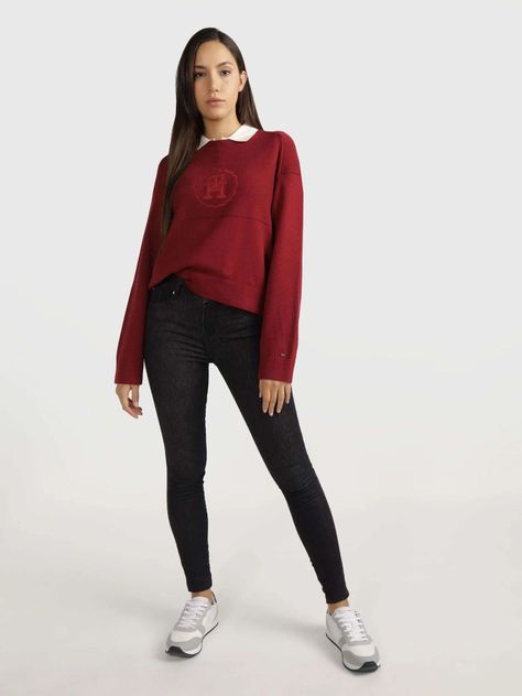 Sweater Monogram Logo Estilo Sello Rojo Tommy Hilfiger-1