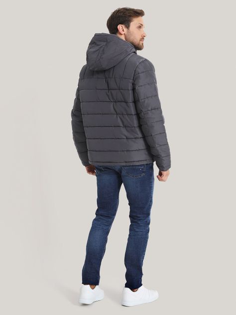 Parka Hoodie Quilted Con Logo Gris Tommy Hilfiger-2