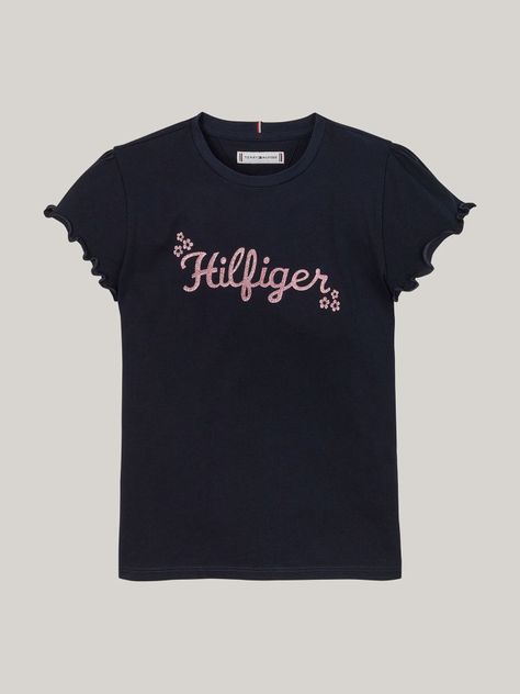 Polera De Niña Con Logo Floral Azul Tommy Hilfiger-4