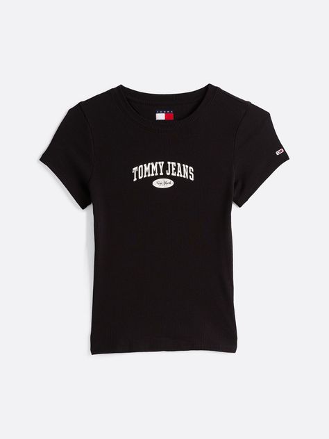 Polera Varsity Acanalada Slim Fit Negro Tommy Jeans-4