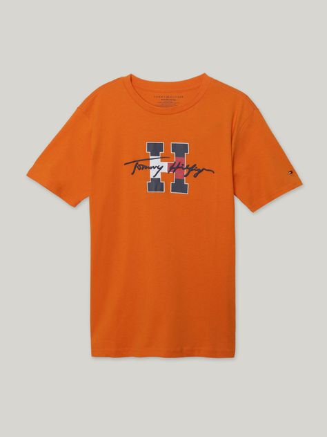 Polera De Niño Script Con Logo Naranjo Tommy Hilfiger-0