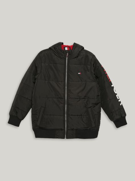 Parka Niño Gorro Acolchada y Logo Negro Tommy Hilfiger-0