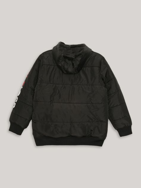 Parka Niño Gorro Acolchada y Logo Negro Tommy Hilfiger-1