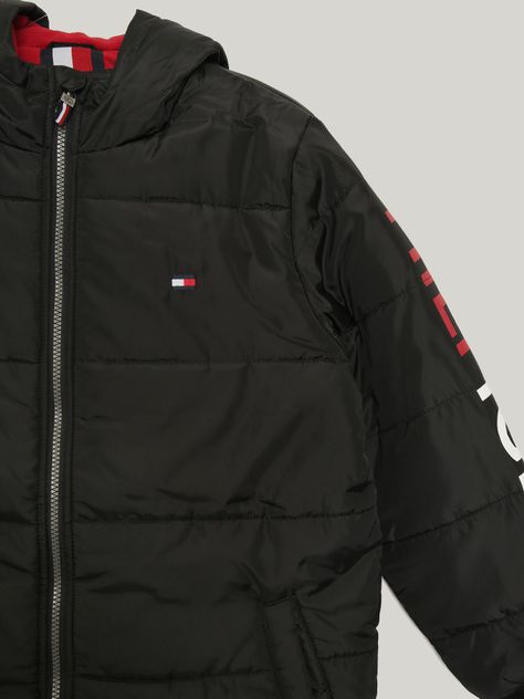 Parka Niño Gorro Acolchada y Logo Negro Tommy Hilfiger-2