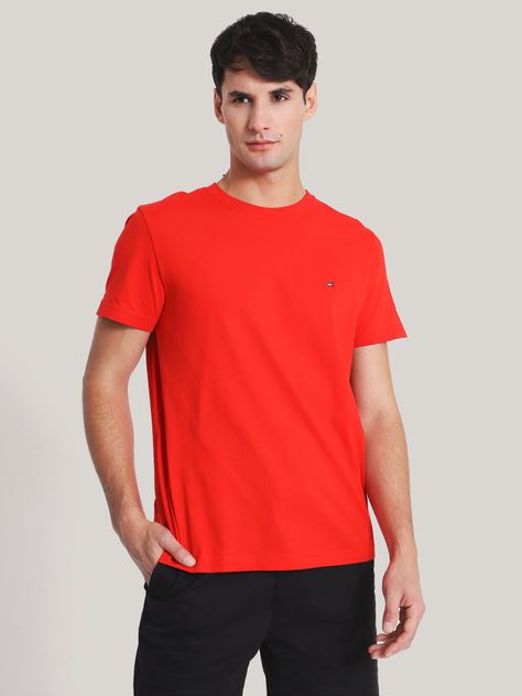 Polera Essential Cotton C-Neck Slim Fit Rojo Tommy Hilfiger-0