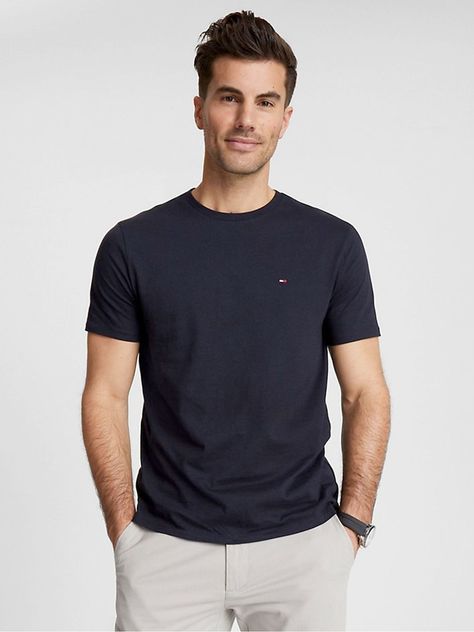 Polera Essential Cotton C-Neck Slim Fit Azul Tommy Hilfiger-0