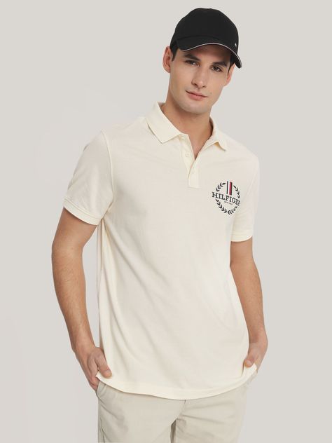 Polo Solid Con Logo Monogram Beige Tommy Hilfiger-0