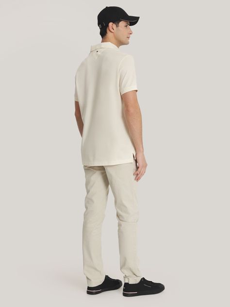 Polo Solid Con Logo Monogram Beige Tommy Hilfiger-2
