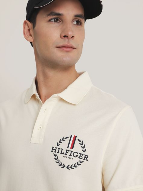 Polo Solid Con Logo Monogram Beige Tommy Hilfiger-3
