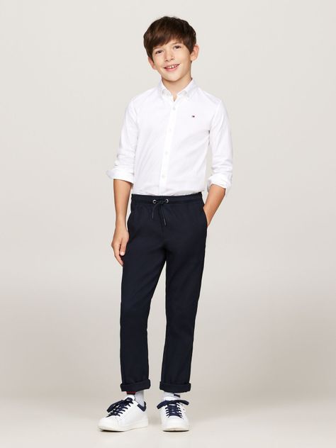 Camisa De Niño Dobby Regular Fit Blanco Tommy Hilfiger-1