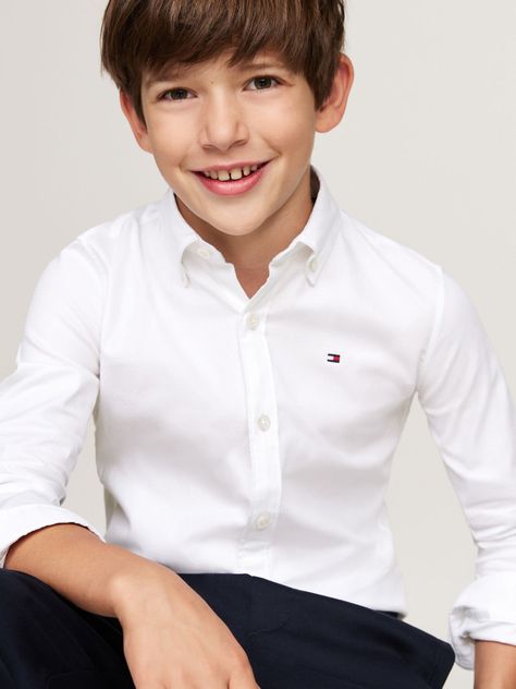Camisa De Niño Dobby Regular Fit Blanco Tommy Hilfiger-3