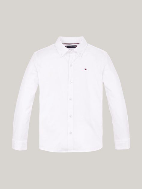 Camisa De Niño Dobby Regular Fit Blanco Tommy Hilfiger-4
