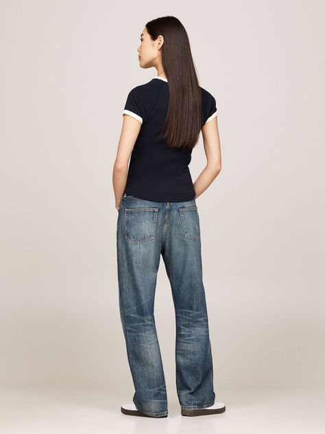 Polera Slim Fit Con Logo Script Azul Tommy Hilfiger-2