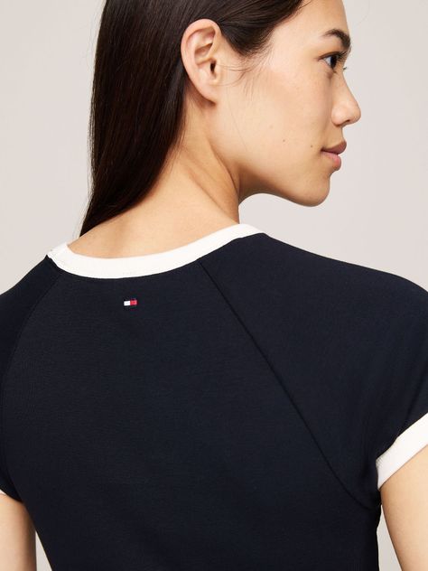 Polera Slim Fit Con Logo Script Azul Tommy Hilfiger-3
