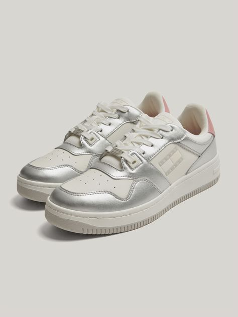 Zapatillas Retro De Cuero Gris Tommy Hilfiger-0