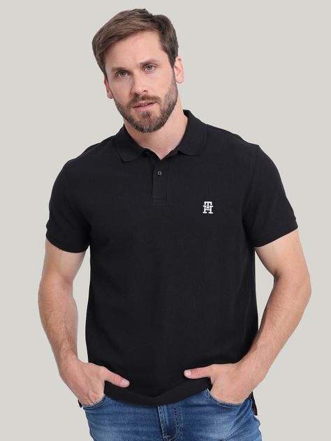 Polo Con Logo De Monogram Negro Tommy Hilfiger-0