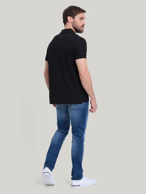 Polo Con Logo De Monogram Negro Tommy Hilfiger-2