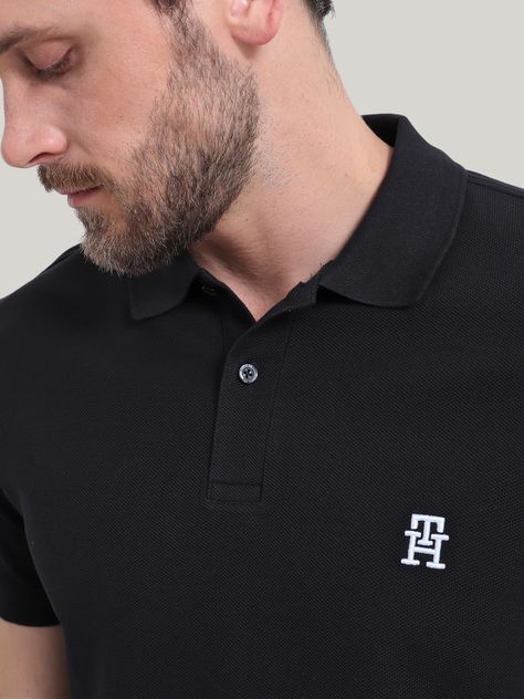 Polo Con Logo De Monogram Negro Tommy Hilfiger-3