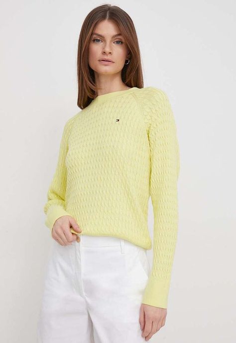Sweater Relaxed Punto Trenzado Amarillo Tommy Hilfiger-0