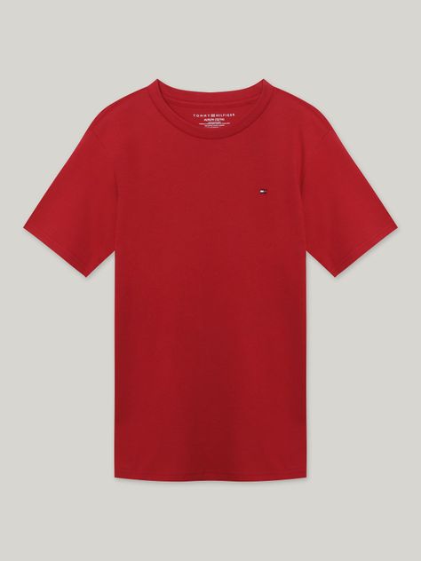 Polera De Niño C-Neck Con Logo Rojo Tommy Hilfiger-0