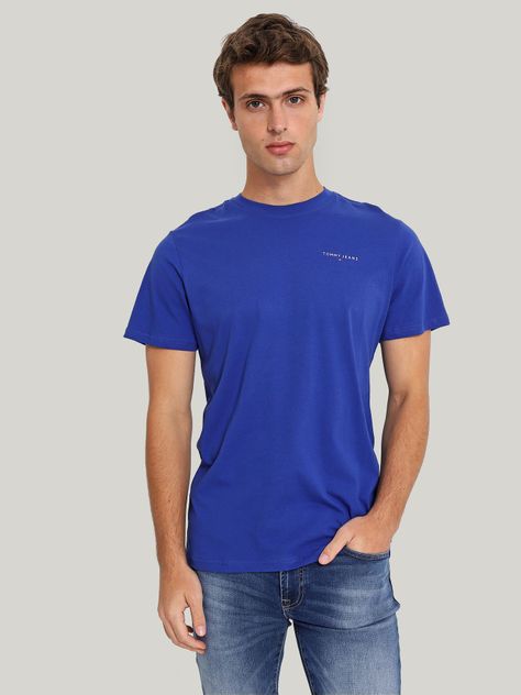 Polera Hombre Logo Slim Azul Tommy Jeans-0