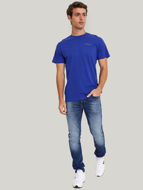 Polera Hombre Logo Slim Azul Tommy Jeans-1