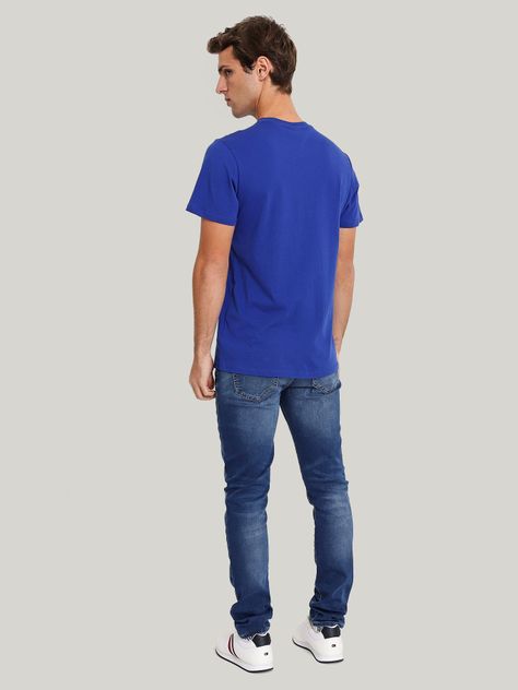 Polera Hombre Logo Slim Azul Tommy Jeans-2