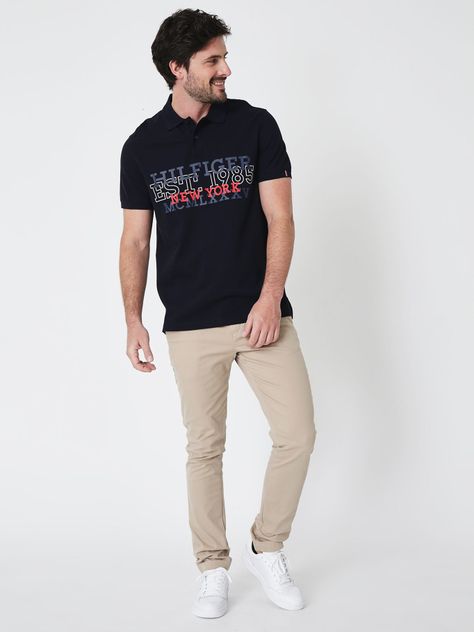 Polo Regular Fit Monotype Logo Azul Tommy Hilfiger-2