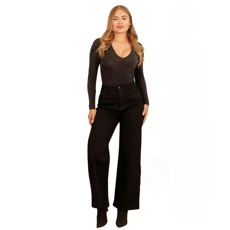 Jeans Pantalon Wide Leg Forro Polar Mujer-1
