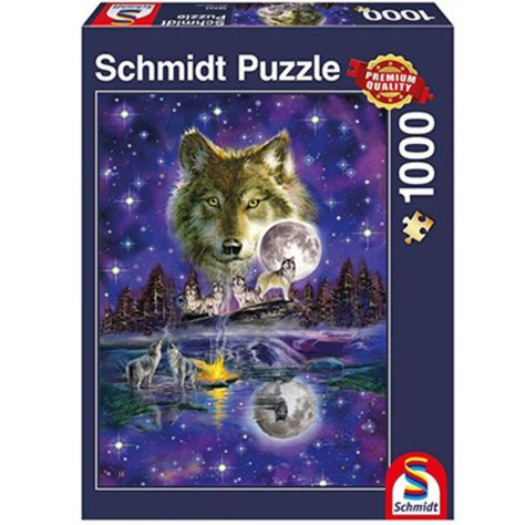 Puzzle 1.000 piezas Lobo en luna llena-0