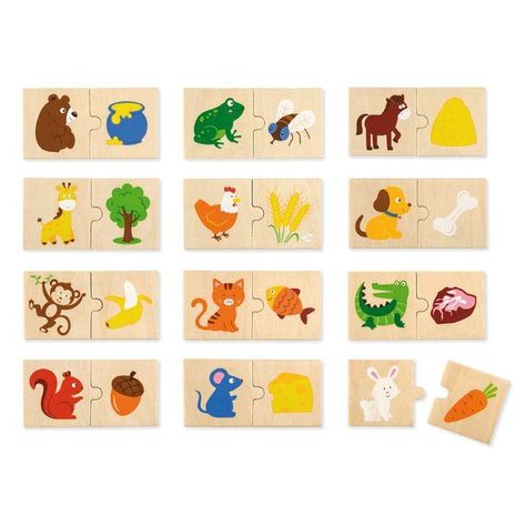 Juguete Madera Puzzle Duo Animales y Alimentos-0