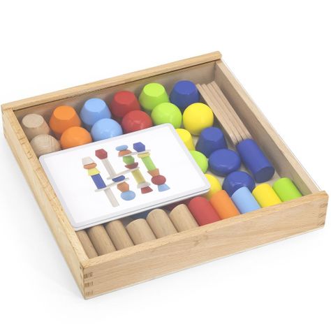 Juego De Construcción De Torres De Madera.-0