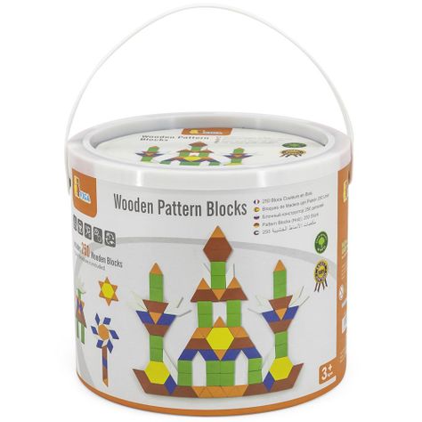 Juego De Bloques Geométricos De Madera. 250 Pzas.-0